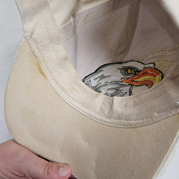 Embroidered Bald Eagle Hat - Adjustable Cotton Cap Beige - Picture 8 of 10